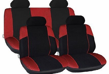 Streetwize 11 Pcs Racing Style Black Red 50-50 60-40 Car Split Rear Seat Covers Set