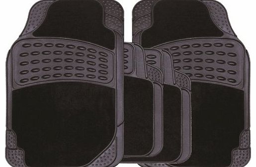 Streetwize SWCM64 4 pce Stellar Combination Rubber / Carpet Mat Set - Black