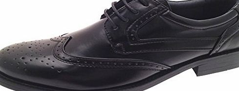 Strong Souls MENS ITALIAN DESIGNED BROGUES FORMAL SMART LACE UPS BLACK (POLYBAGGED) SHOES SIZE 10