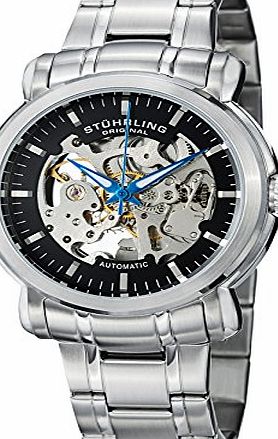 Stuhrling Original Delphi Antium Mens Automatic Watch with Black Dial Analogue Display and Silver Stainless Steel Bracelet 387.33111
