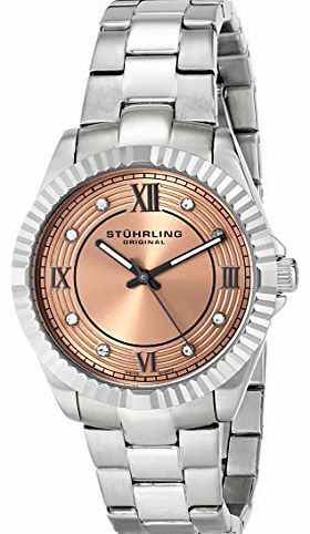 Stuhrling Original Regent Lady Nautic Womens Quartz Watch with Pink Dial Analogue Display and Silver Stainless Steel Bracelet 399L.221153