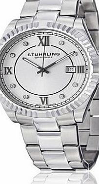 Stuhrling Original Regent Nautic Mens Quartz Watch with White Dial Analogue Display and Silver Stainless Steel Bracelet 399G.33112