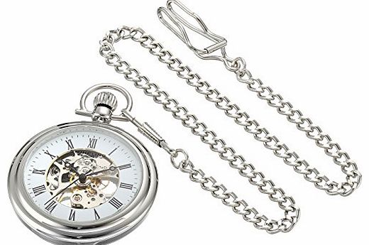 Stuhrling Original Special Reserve Montres de Poche Vintage unisex mechanical Watch with white Dial analogue Display and silver stainless steel Bracelet 6053.33113