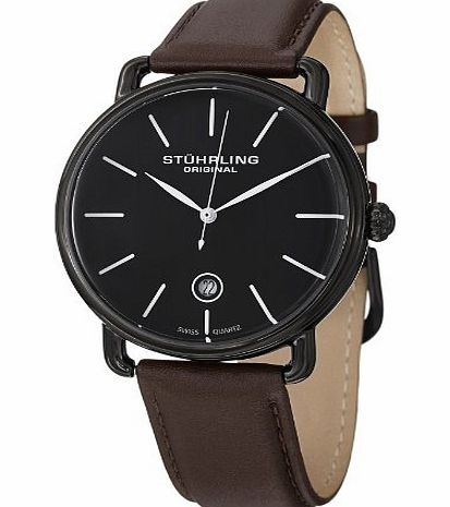 Stuhrling Original Symphony Ascot Agent Mens Quartz Watch with Black Dial Analogue Display and Brown Leather Strap 768.
