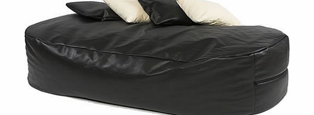 XXX-L HUGE 16cu FT BLACK FAUX LEATHER BEANBAG BED BEAN BAG SOFA BED