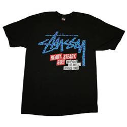 STUSSY Yates Cheetah Stock T-Shirt - Black/Blue