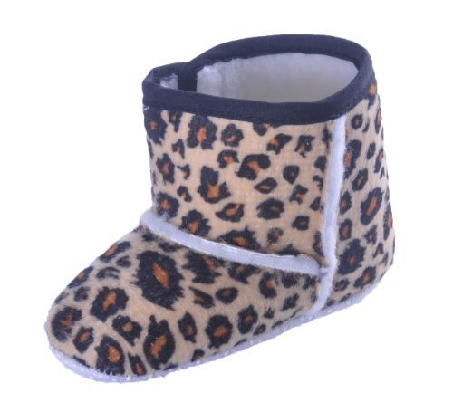 Girls Crib Baby Boots Warm Fleece Lined Animal Print - Leopard - 6-9 Months