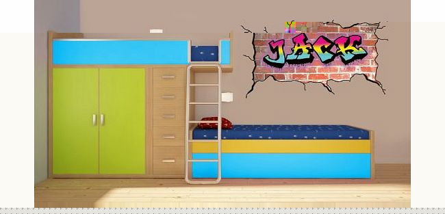 Personalised name graffiti wall art sticker - boys girls kids bedroom wallart