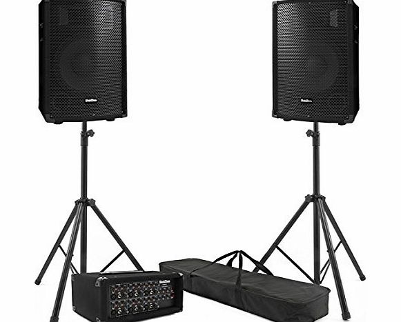 SubZero 300W SubZero PA System with FX Mixer Speakers and Stands