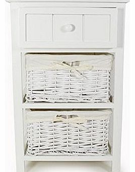 Brand New Shabby Chic Tall Bedside Unit with Wicker Storage