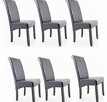 Contemporary Faux Leather Dining Room Chair - Black - Set Of 6