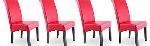 Sue Ryder Contemporary Faux Leather Dining Room Chair - Red - Set Of 4