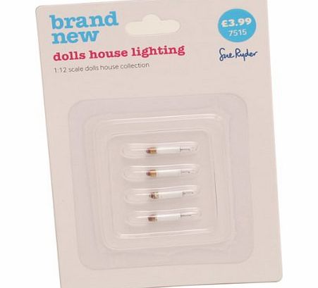 Sue Ryder Dolls House Candle Flame Bulbs for Light Fitting Scale 1:12 Pack of 4
