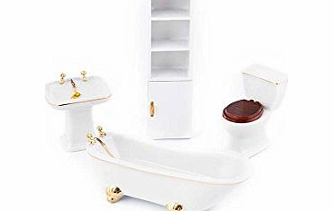 Sue Ryder Dolls House Miniature White Bathroom Set with Bath amp; Cabinet 1:12 scale