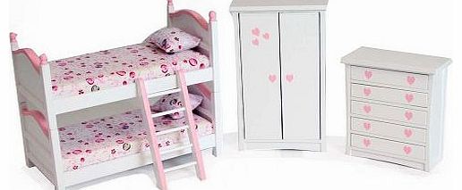 New 12th Scale Dolls House Miniature White Childrens Bunkbed Set