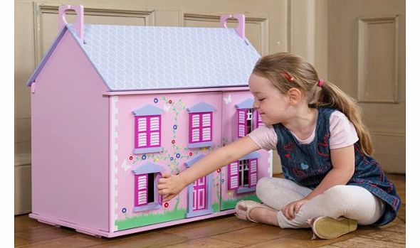 New in Box Pretty Pink 3 Storey Wooden Honeycomb Dolls House Kit