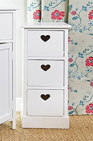 Sue Ryder New Shabby Chic White Wood Frame Storage Unit Drawers With Heart Cut Out Detail