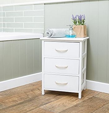 Sue Ryder New Shabby Chic White Wooden Storage Unit Bedside Table Drawers With Rope Handles