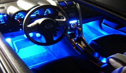 BLUE 12`` Car Interior NEON LIGHTS. Two (2) 12 inch (30cm) Cold Cathode BLUE Neon lights that fit inside your car foot well to light the floor. Can also be fitted under your seats. Comes complete with 