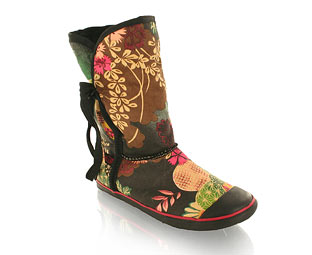 Canvas Boot With Flower Print Detail