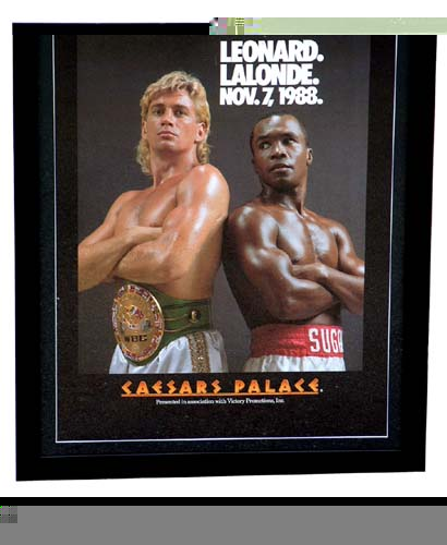 RAY LEONARD V LALONDE and#8211; framed fight poster and8211; 7 November 1988