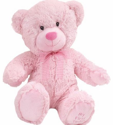Suki Baby Soft Fabric Plush with My First Teddy Embroidered on Paw (Medium, Pink)