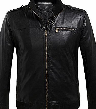 kingdo@ Mens Adult Jacket Autumn Winter PU Leather Coats Suit Biker Motorcycle Motorbike Style Outwear (Asia XL(UK Medium), black)