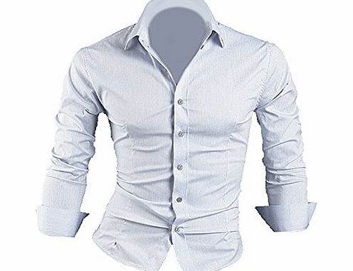 Summer River London New Designer Pure Colour 2013 Luxury Mens Slim Fit Casual Formal Shirt SH002 (XL, White)