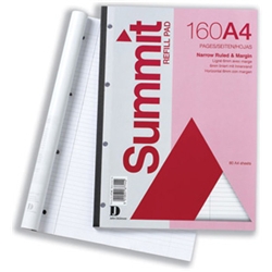 Summit Refill Pad Narrow Ruled with Margin 70gsm