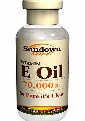 Sundown pure vitamin E oil, 70,000 iu for skin - 2.5 oz