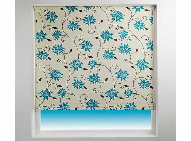 Sunlover Patterned Thermal Blackout Roller Blind, Spring Bloom Teal, W120cm
