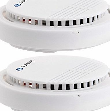 SUNLUXY 2x Home Security Standalone Smoke Detector Fire Alarm Photoelectric Sensor White