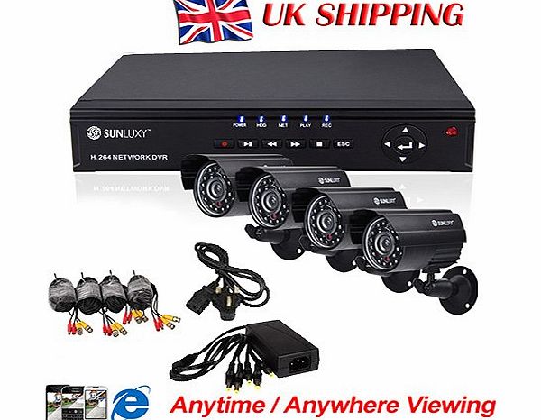SUNLUXY 8CH CCTV Video Surveillance Recorder H.264 DVR   4 IR Day Night 600TVL Weatherproof Outdoor Security Camera System