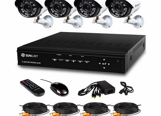 SUNLUXY H.264 8 CH CCTV DVR Recorder 4 HD 700TVL Indoor Outdoor IR Night Vision Weatherproof Home Security C