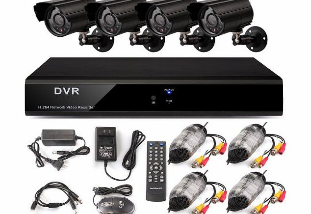 Home 8 Channel CCTV Security System H.264 DVR Recorder 4 Day Night Ourdoor Surveillance Camera Kit No Hard Drive