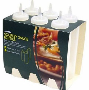 Sunnex Pack of 6 Squeezy Clear 12oz Sauce Bottles
