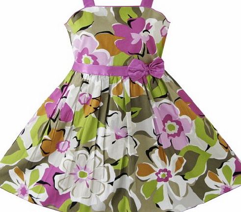 Sunny Fashion BQ94 Girls Dress Purple Flower Party Pageant Child Clothes Size 9-10
