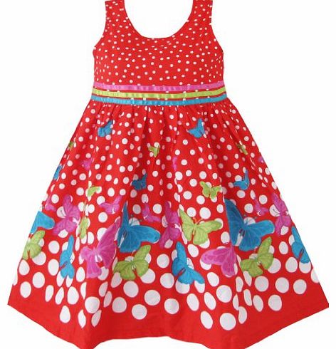 BX15 Girls Dress Red Butterfly Party Wedding Christmas Kids Clothes Size 11-12
