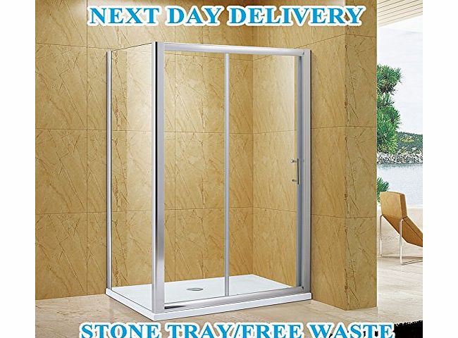 1100x900mm Sliding Glass Panel Shower Enclosure Cubicle Screen Door+Tray NEXT DAY DELIVERY