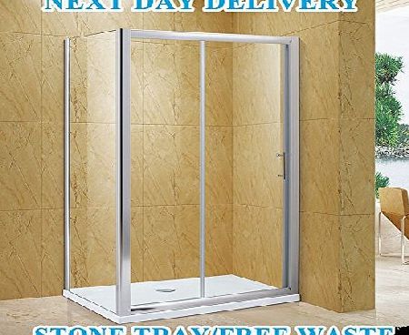 1400x760mm Sliding Glass Panel Shower Enclosure Cubicle Screen Door+Tray NEXT DAY DELIVERY