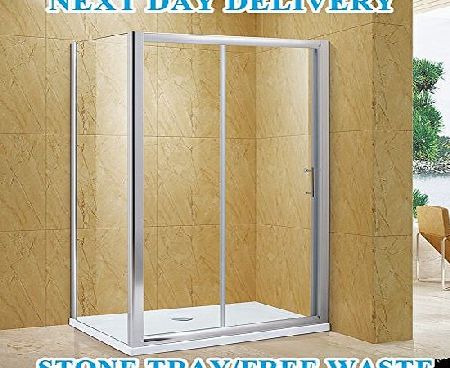 sunny showers,ultra 1400x760mm Sliding Glass Panel Shower Enclosure Cubicle Screen Door Tray NEXT DAY DELIVERY