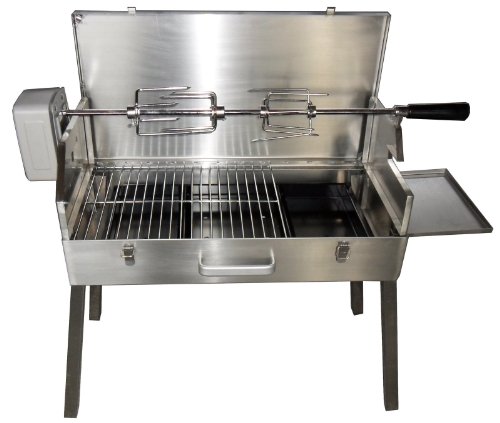 SunshineBBQs Portable Stainless Steel Charcoal BBQ Spit Rotisserie
