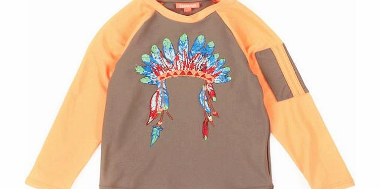 Sunuva Boys Indian Headdress Rash Vest - Brown