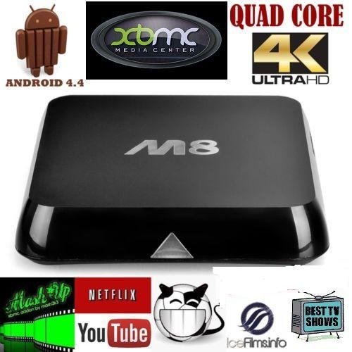 Sunwire ANDROID TV BOX M8 FULLY LOADED QUAD CORE 4K 4.4.4 KITKAT ULTRA HD FULLY JAILBROKEN XBMC STREAM MOVIE
