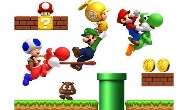 Super Mario Bros @ Wall Stickers Warehouse Super Mario Bros Repositionable Boys Bedroom Wall Stickers
