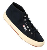 SuperGa Navy Canvas Lace Up Midi Boots