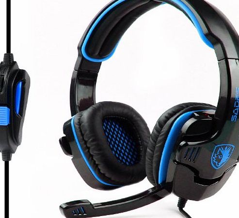 TM) SADES SA-708 3.5mm Stereo Headset Headphones Gaming Headset Stereo Headset Headband Sa-708 Pro Game Earphone Bass Headphones with Microphone for Pc Laptop Mobile-Blue