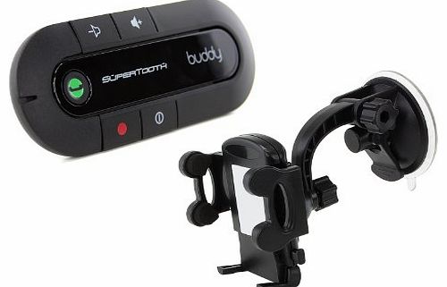  Buddy 2.1 Handsfree Bluetooth Visor Speakerphone Car Kit with Universal In-Car Smartphone Suction Holder for iPhone 3G/3GS/4/4S/5/5S/5C and Samsung Galaxy S3/S4 - Black