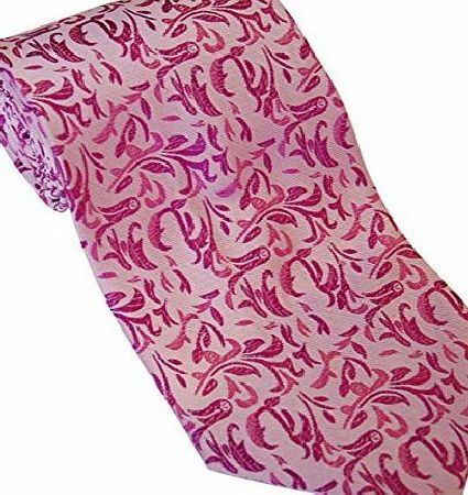 SUPGOD HIGH QUALITY NEW MENS WEDDING TIE. NECKTIE. BRIDAL. AVAILABLE IN 9 COLOURS. STUNNING EMBROIDERED PATTERN (DARK PINK - PINK amp; CERISE)