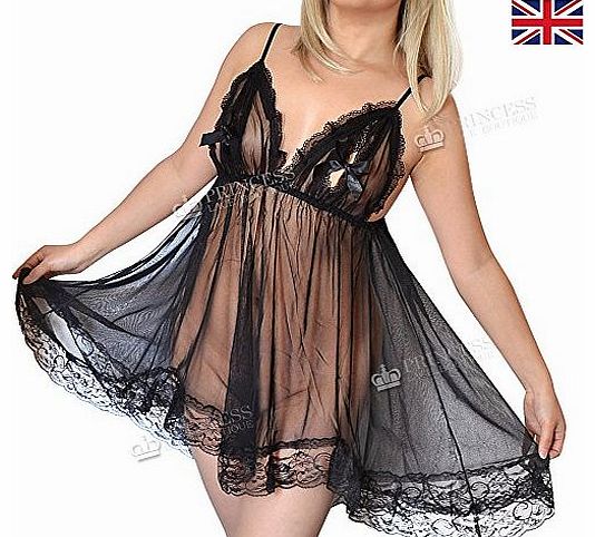supplied by princess lace boutique 8539-Valentines Gift UK-Plus Size Babydoll, Chemise,Open Bust, Peek A Boo